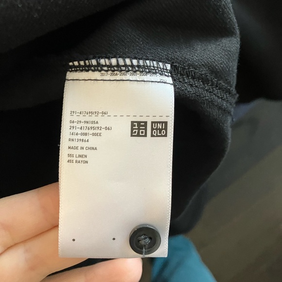 Uniqlo black linen maxi dress M quiet luxury - Picture 3 of 7